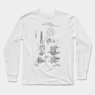 Boot and Shoe Nailing Machine Vintage Patent Hand Drawing Long Sleeve T-Shirt